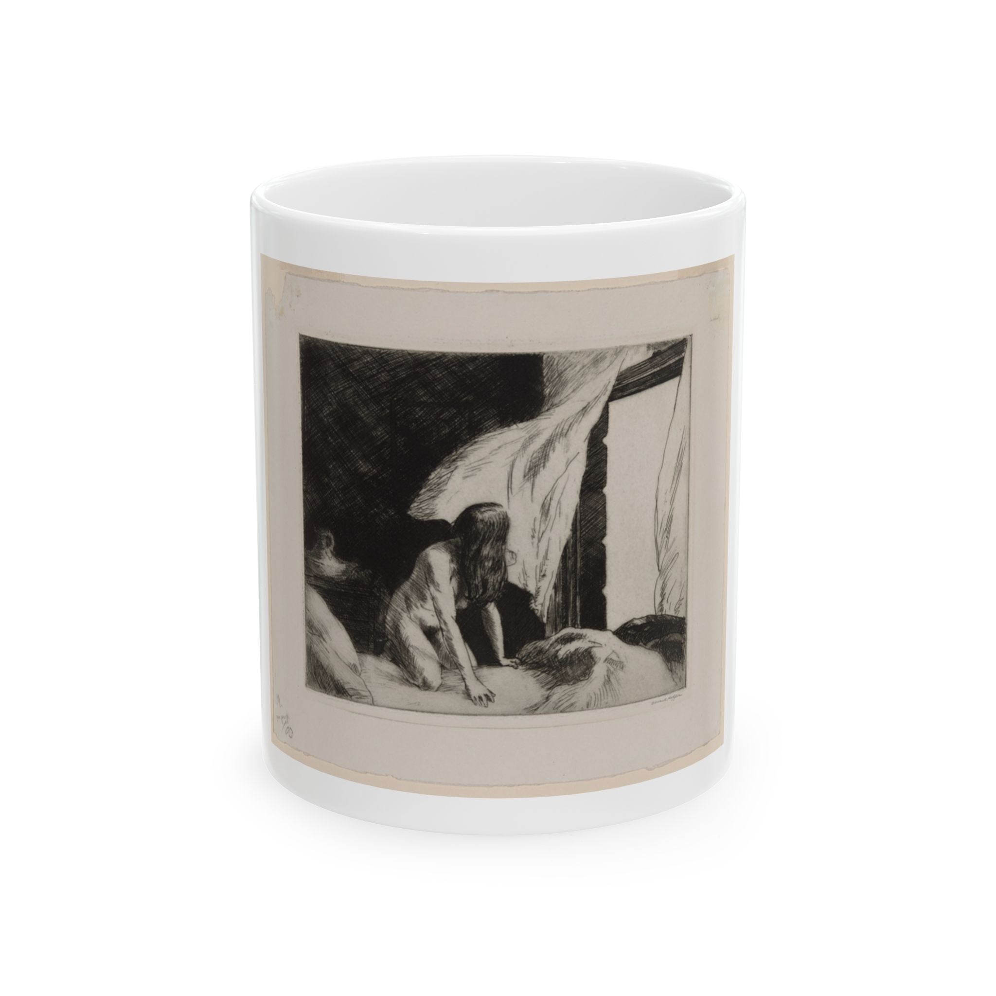 Quiet Reader Ceramic Mug – Vintage Black-and-White Art Coffee Cup