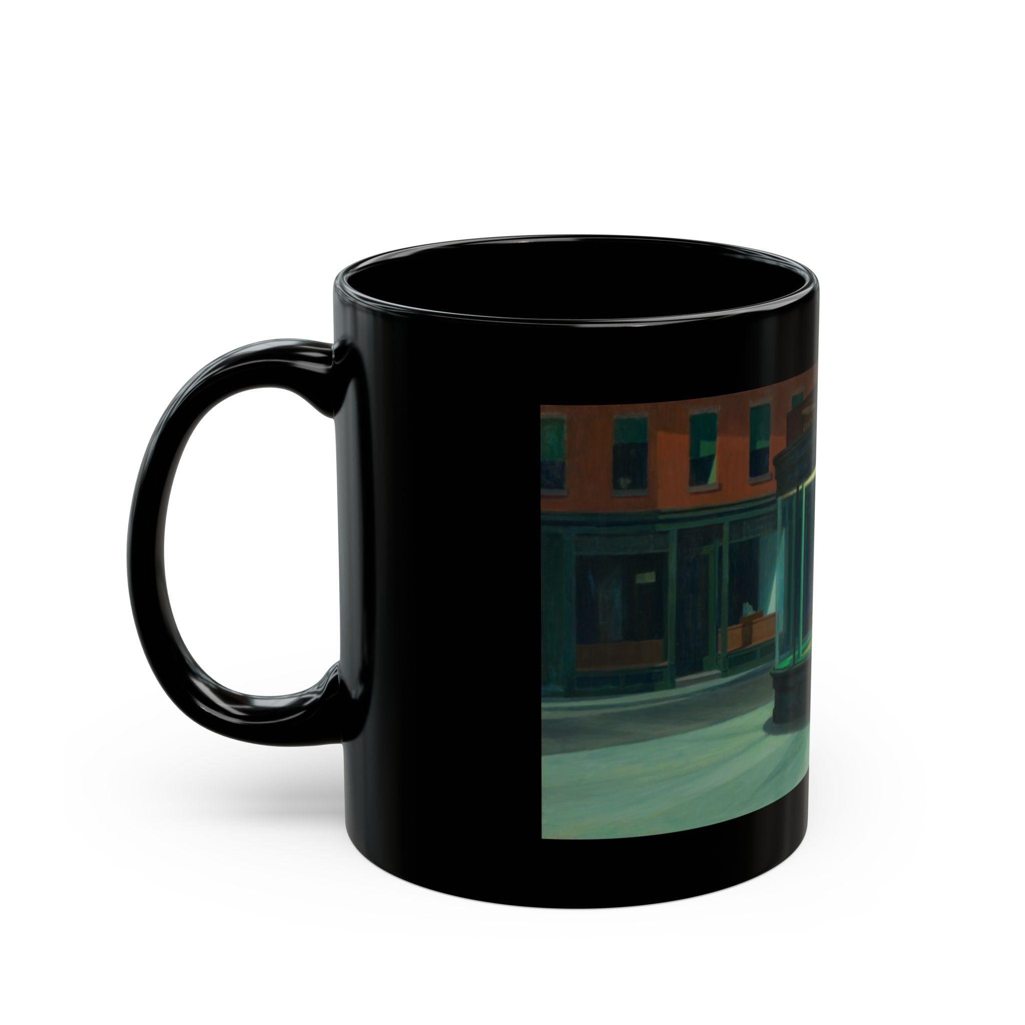 Edward Hopper Café Art Black Ceramic Mug – Vintage American Coffee Cup