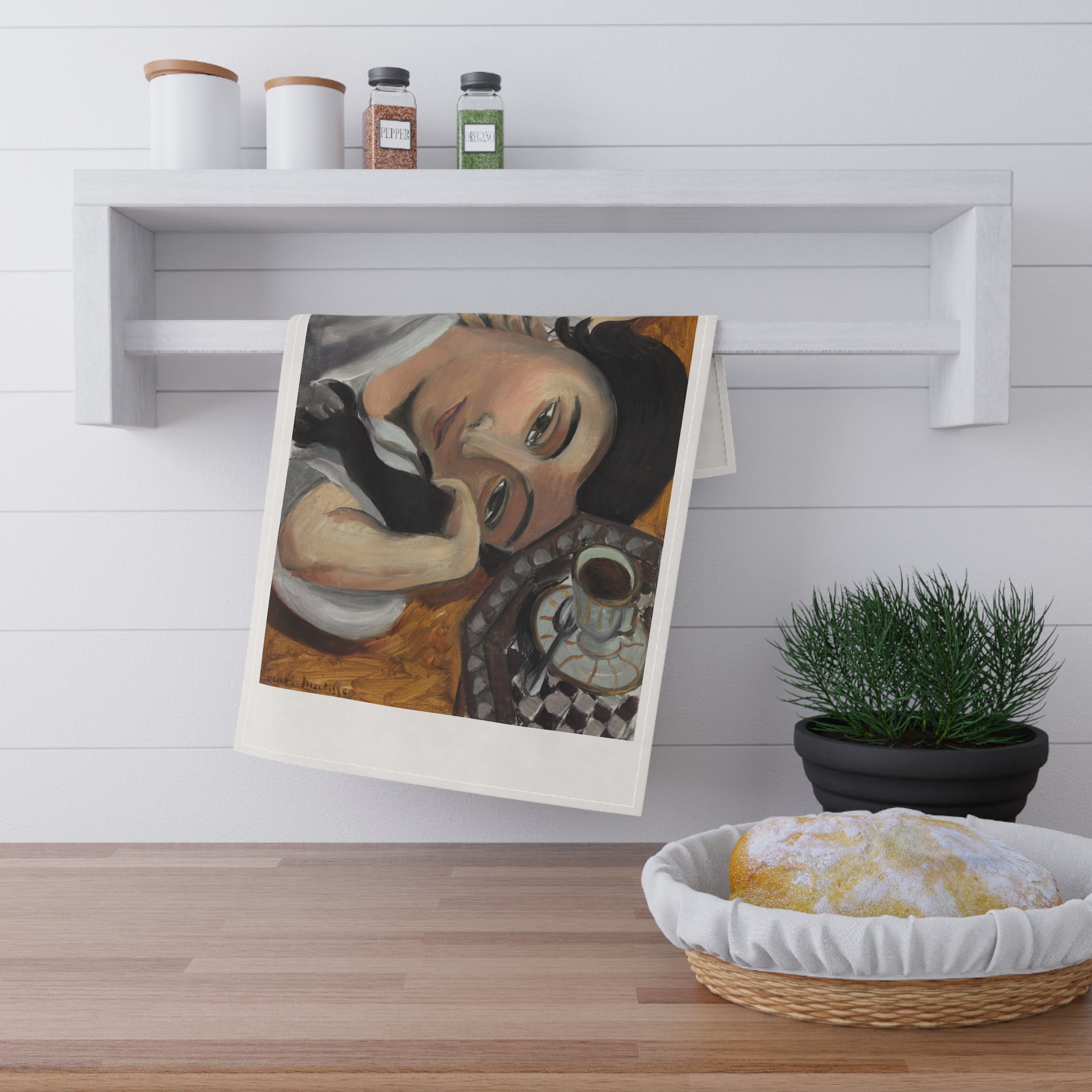 Sunday Coffee Muse Tea Towel – Modern Art Kitchen Linen