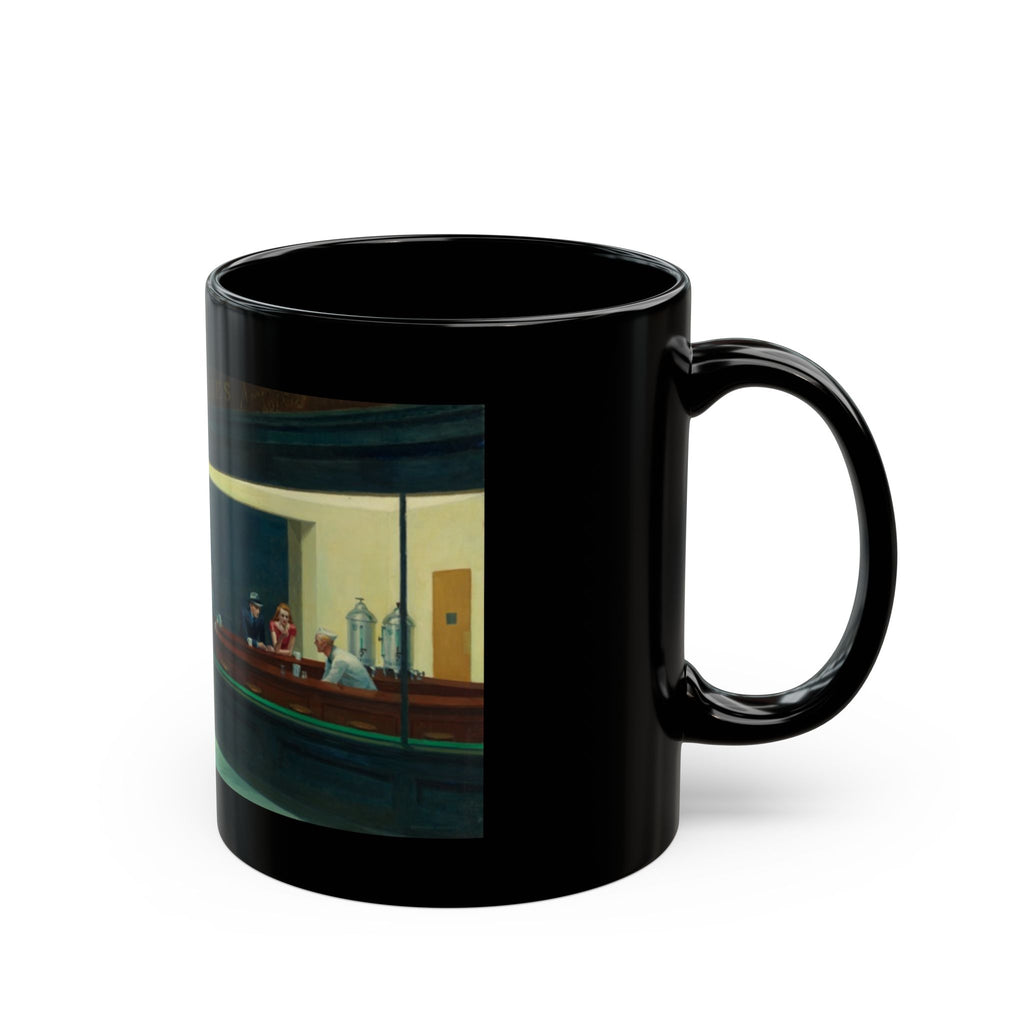 Edward Hopper Café Art Black Ceramic Mug – Vintage American Coffee Cup