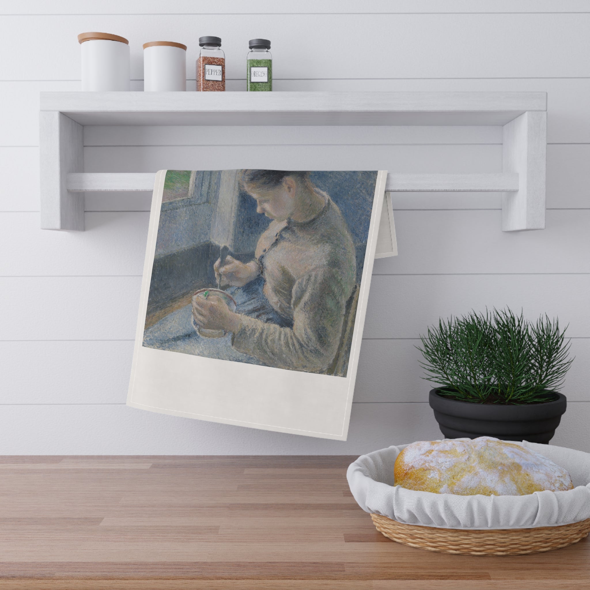 Blue Hour Coffee Muse Tea Towel – Vintage Café Art Kitchen Linen